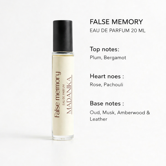 False Memory — A moment you don’t remember living | Dark plum, rose & smoky oud