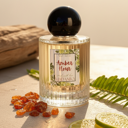 Amber Hour — Where warmth meets twilight | Spiced amber, vanilla & sandalwood